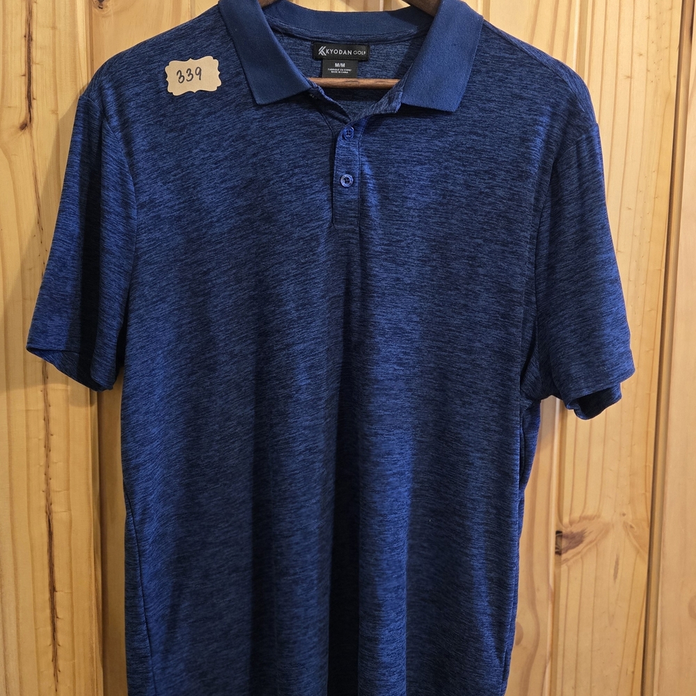 Kyodan Men's Golf Polo Shirt Size MD Short‎ Sleeve Blue/ Black 3 Button Poly